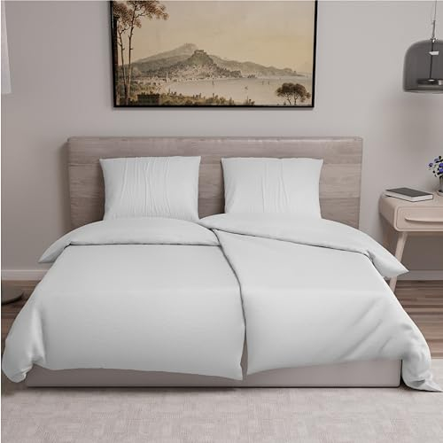 Dreamzie - Bettwäsche 135x200 cm 4teilig mit Kissenbezügen 80x80 cm Weiß - Bettbezug 135x200 Einzelbett aus 100% Mikrofaser - Zertifiziert ohne Chemikalien (Oeko TEX)