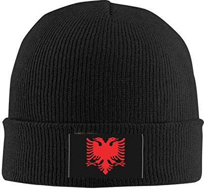 874 Winter Beanie Mütze, Albanische Flagge Klassische Mütze Grobstrick Laufmützen Unisex Für Skifahren Damen Sports