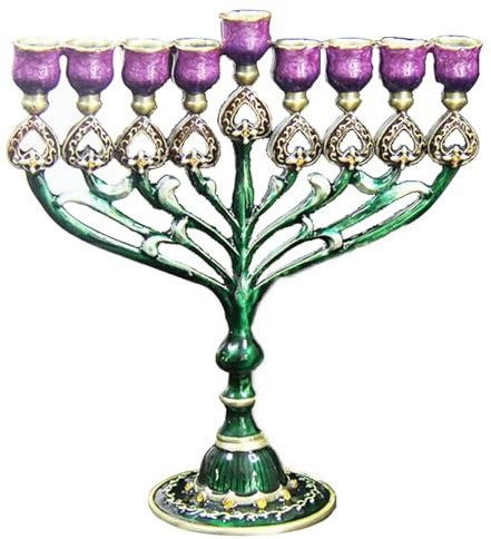 Jerusalem-Menora-Kerzenhalter, 9 Zweige, Chanukka-Menora-Kerzenständer, Vintage-Blumen-Menora, Jüdische Geschenke, Grün, Heimdekoration, Party, Festival, Kerzenhalter