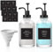 YIDM Lot de 2 distributeurs de sirop de café en verre - Distributeur à pompe pour accessoires de bar à café - 500 ml - Avec 18 autocollants - Distributeur de sirop ffee - Pour dîner, café, bar - Noir