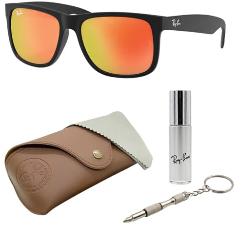 Ray-Ban RB4165F Justin Classic Low Bridge Fit Square Shape Sonnenbrille mit offiziellem RayBan Brillen-Set