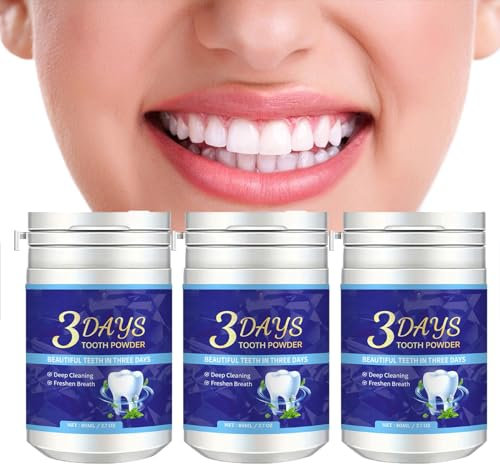 3 Days Teeth Whitening Powder, Zahnaufhellung Tooth Powder, Teeth Whitening Pulver für weiße Zähne, Zahnaufhellung und Bleaching Pulver mit sichtbaren Reinigung Effekt, Fleckenentfernung (3PC)