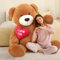 MorisMos 130cm Teddybär groß XXL mit Herz I Love You, Dunkelbraun riesen Teddys, großer Bär Kuscheltier XXL, Kinder Mädchen Freundin Frauen Mutter