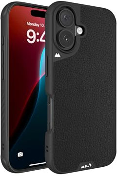Mous for iPhone 16 Plus Case MagSafe Compatible - Limitless 6.0 - Black Leather - Protective Shockproof Phone Cover