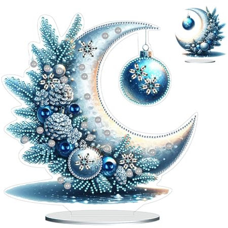 Generisch DIY Diamond Painting Weihnachten Tisch Deko,Wintermond 5D Diamant Painting Tischdeko, Diamant Malerei Stehend Kunst Set für Anfänger Hausgeschenk Deko Geschenke