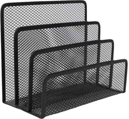 Metal Mesh Desk Mail Organizer, Vertical Metal Mesh Desk Organiser With 3 Compartments, Desktop File Holder Organizer, Mail Sorter Letter Organizer Rack For Letters, Postcards, Brochures, Mail Holder