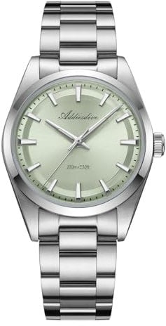 ADDIESDIVE 36mm Men's Analog Watch Simple Quartz Watch K1 Bubble Mirror Glass 100m Waterproof Luminous Watch with Stainless Steel Strap AD2066 Green
