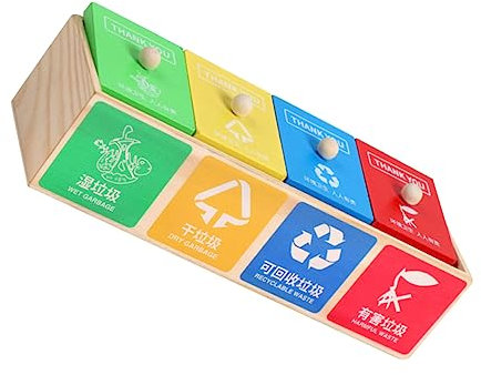 KOMBIUDA Jouet Poubelle Bois pour Garçon Fille des Déchets Amusant Et Éducatif Développement Coordination Œil-Main