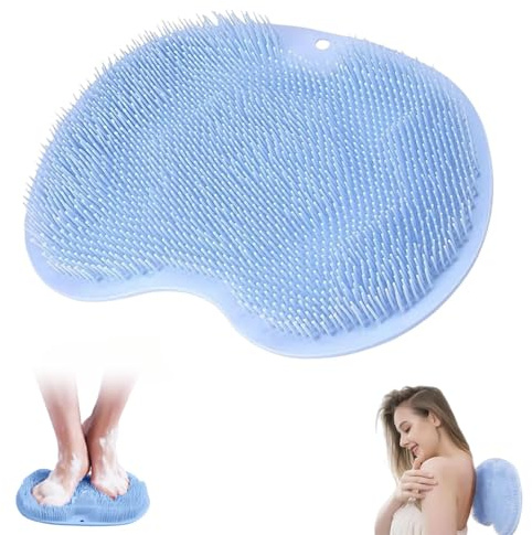 Fenglin-joy Rutschfestes Silikon Massagepad, Silikon Fußwaschmatte für die Dusche Fussbürste Fußwäscher mit Rutschfesten Saugnapf, Reinigt, Peeling (Blau)