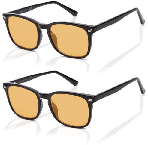Epavouos 2 Pack Vollrand Blaufilterbrille Gaming Brille Computer Brille (Schwarz & Schwarz, 0.00, x)
