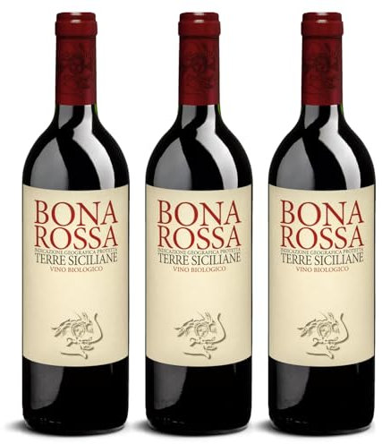 DELINAT – Bonarossa 2022 – Italienischer Rotwein trocken – Bio-Wein aus Sizilien, vegan (3 x 0,75l)