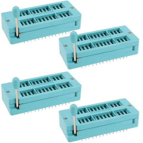eMagTech 4pcs 28 Pin IC Test ZIF Socket 2.54mm Pitch DIP Board Socket Integrated Circuit IC Socket for Microcontroller Chip Breadboard Program IC's