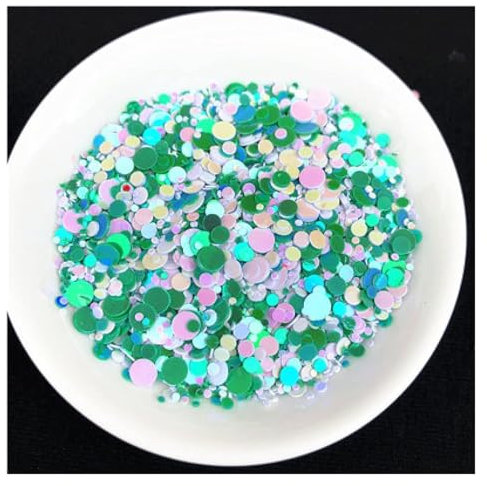Die Pailletten， 100 g gemischte Punkte, Punkte, Nägel, bunte Perlen, Schleim, Pailletten, verschiedene Größen, Mischungsfarben, Glitzer, Hochzeitsdekoration, Konfetti(Mix White Drak Green)