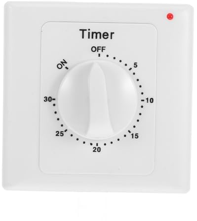 Zeitschaltuhr für Innensteckdose mit Countdownfunktion für Ventilatoren | Einfache Installation, Automatisiert Geräte im Badezimmer und Gewerbe, Weißes ABS Gehäuse, Energiesparend