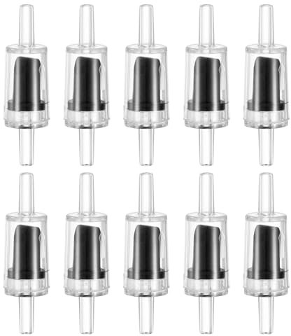 M METERXITY 10-Pack Aquarium Air Check Valve, Plastic One Way Non-Return Valves Air Valve Air Tubing Accessories Air Pump Accessories for 3/16 Airline Tubing Fish Tank [Clear Black]