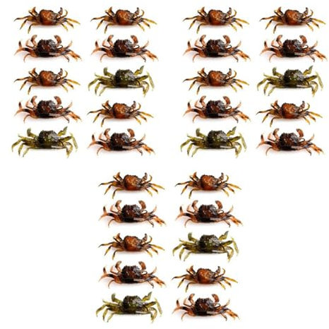 GREOHNMPAW 30 Pcs Crab Bait, 3D Simulation Crab Soft Bait with Pointed Hook, Sea Fish Bait Buckle, Sea Fish Fishing Tackle Tools