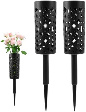 Grave Vase with SPIT - Graveyard Graveyard Vase | Tomb Jewelry of the Flower Pot | 2 Sets Metal Grave Flower Door - Decorative Stable Metal Door for Garden Beds