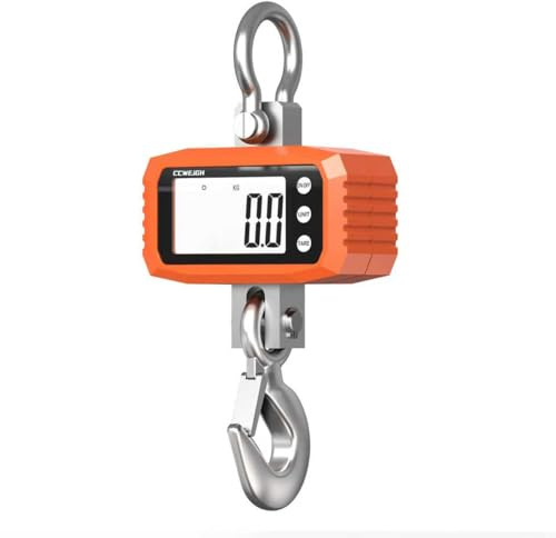 1 000 kg digital tranvåg och hängande våg – aluminiumhus rostfritt stålhandtag | multianvändning för gym, jakt, resor (bagage), jordbruk, fiske | LCD-skärm med hög precision, orange