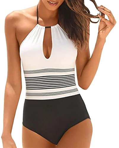 Generico Costumi Donna Curvy Intero Costumi da Bagno Intero Mare Imbottito Swimsuit Slim Costume da Nuoto Elegante Piscina Beach Monokini Sexy Hot con Scollo a V Profondo Un Pezzo Vita Alta Curvy