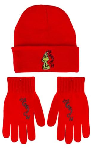 VFM e-Store - Grinch Christmas Hat and Gloves Gift Fancy Dress Dr Seuss Xmas Theme Fun Design
