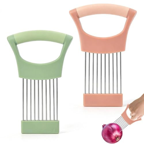 2 PCS Onion Slicer, Onion Holder Stainless Steel Kitchen Gadgets