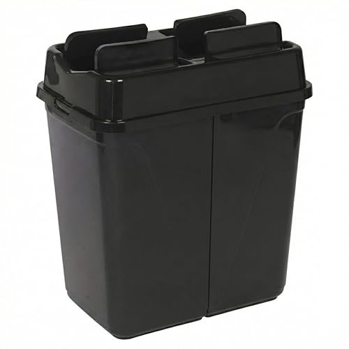 URBNLIVING Duo Kitchen Bin Double Waste Separation Recycling Garbage Can 2 Compartments With Base Connectors (Black, 100 L)