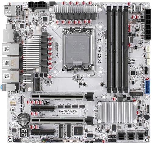 W680 12 Bay NAS ATX10Gbps Server NAS Motherboard Workstation/Server Grad Four ddr5 Two hdmi Two dp, 2x2.5G 3xnvme Support vPro Remote Management Function（Motherboard+3xSFF8643
