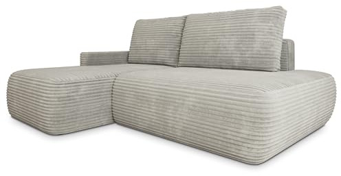 Masseno Ecksofa AVINI T R-S mit Schlaffunktion L-Form, Klassisch Sofa mit Bettkasten, Wohnzimmersofa, Couch, Soffa, Bettsofa, Couchgarnitur - Grau, TILIA 85