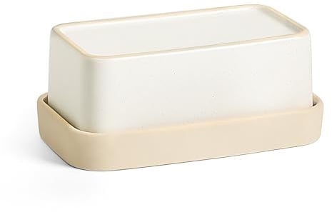 Butterdose, Butterglocke für 250 g Butter, Butterglocke und Butterfass mit einzigartigem Design - Butterschale und Butterbox Spülmaschinengeeignet (Weiß)