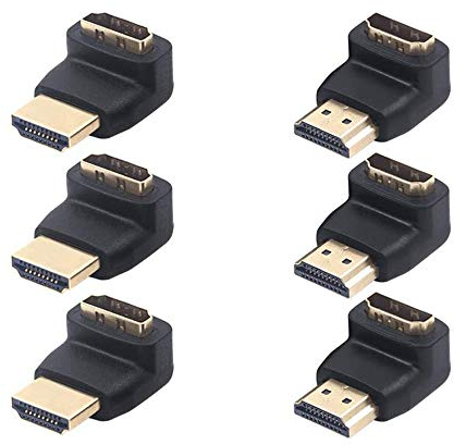 VCE HDMI 90 Gradi, Adattatore HDMI Angolo Maschio a Femmina 3D&4K, Connettore HDMI 90 Gradi e 270 Gradi 6 Pezzi