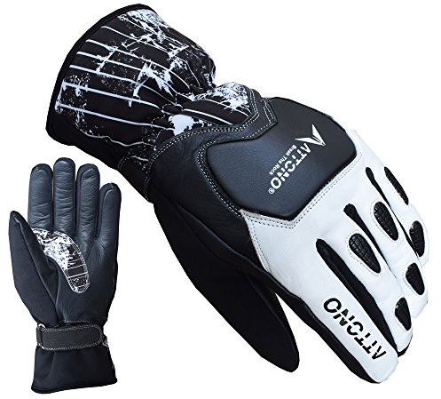 ATTONO Skihandschuhe Leder Softshell Ski Racing Snowboard Handschuhe - Größe 9/L