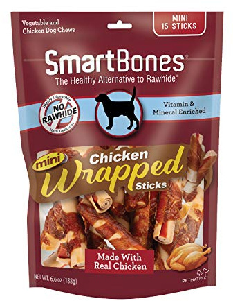 SmartBones Mini Chicken-Wrapped Sticks For Dogs, Rawhide-Free, 15 Count | Wrapped With With Real Chicken, Highly Digestible, Vitamin & Mineral Enriched, Supports Dental Health, For Small Dogs