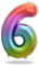 FUNXGO Palloncino Numero 6 multicolore - Gigante Palloncini Compleanno 6 Anni - Vola con l'Elio - Feste Decorazione di Compleanno Palloncino 6 multicolore
