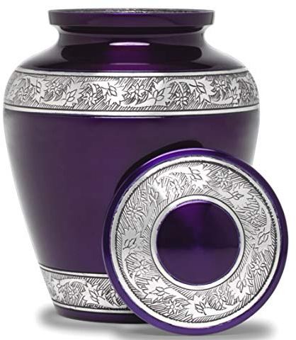 Eternal Harmony Cremation Urn for Human Funeral Ashes with Elegant Finishes to Honor and Remember Your Loved One (Carefully Handcrafted) Purple Silver
