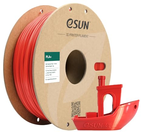 eSUN PLA+ Filament 1.75mm, Renforcé Ténacité Imprimante 3D Filament PLA Plus, Précision Dimensionnelle +/- 0.03mm, 1KG Bobine (2.2 LBS) Filament d'impression 3D pour Imprimante 3D, Rouge