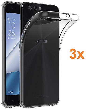 REY Pack 3x Cover in Gel TPU Trasparente per ASUS ZENFONE 4 (ZE554KL), Ultra sottile 0,33 mm, Morbido Flessibile, Custodia Silicone