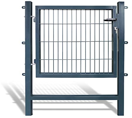 Arvotec Gartentor Easy (kein ausrichten der Pfosten notwendig durch Querverbindung !), BxH 1000 x 800 mm, anthrazit - Tor für Doppelstabmattenzaun - komplett mit Pfosten, Montagematerial & Schloss