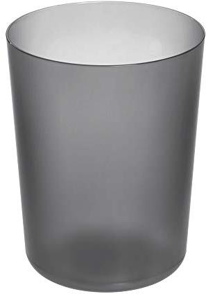 iDesign 29163 Waste Paper Bin, Round Plastic Bathroom Bin with Modern Design, Versatile Waste Bin for Bathroom, Kitchen and Other Rooms, Black