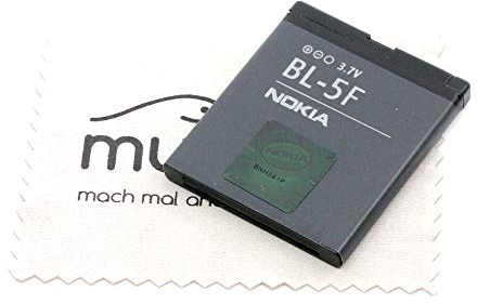 Akku für Nokia Original BL-5F für Nokia 6210 Navigator 6260 Slide 6290 6710 Navigator E65 N93i N95 N96 mit mungoo Displayputztuch
