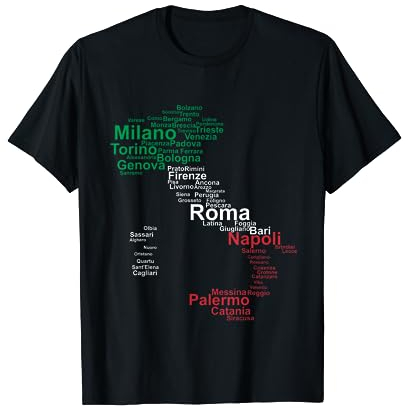 Italien Karte Umriss Flagge Städte Rom Mailand Italia Reise T-Shirt
