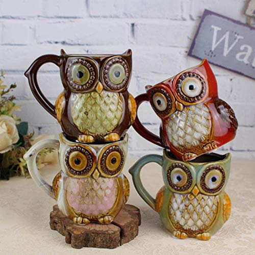Owl Mug Travel Ceramic Mug, Creative Coffee Cup 300ML 4pcs