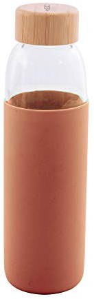 Point-Virgule Bouteille en Verre reutilisable avec Bouchon Bambou et Housse en Silicone cuivre 580ml PV-LIV-7105