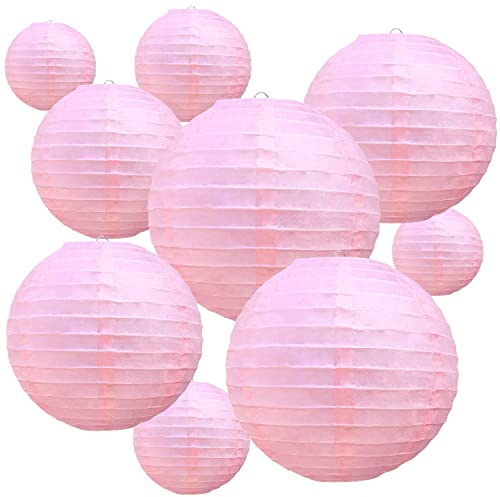 BEISHIDA Runde Papierlaternen zum Aufhängen, dekorative chinesische Papierlaternen, Lampe für Valentinstag, Geburtstag, Hochzeit, Party, Dekoration und Baby-Brautparty, Rosa (10 Packungen)