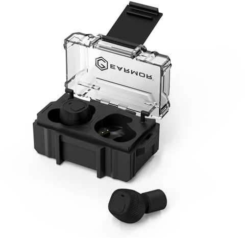 OPSMEN Bouchons d'oreilles intra-auriculaires sans fil pour tir - NRR26dB - Réduction active du bruit - Pour chasse à la chasse - Noir