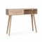 Alice's Home - Console en cannage 100x29x81cm - Bohème - Naturel. 1 tiroir.1 Espace de Rangement. Pieds scandinaves décor Bois. 1 poignée