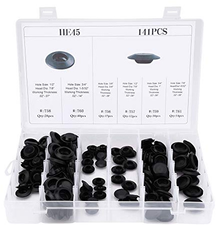 141 Pièces Bouchons de Trou de Montage Encastré, 6 Tailles Assorties de Bouchons de Trou de Montage Encastré de Voiture, Bouchon de Fixation de Trou de Tôle de Carrosserie Automatique