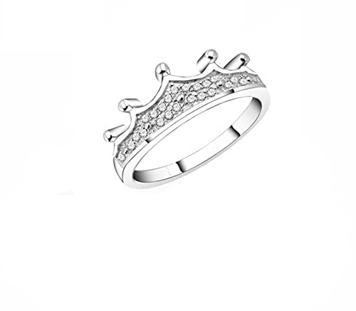 Musihy Damenring, Couple Ring Zirkonring Pavé Fassung Krone Zirkonia Weiß Ringgröße 54 Jahrestag Geschenk für Sie