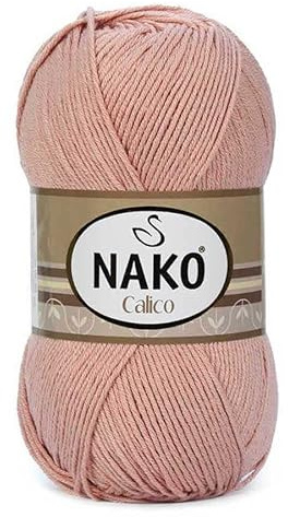 Nako Calico, Baumwoll-Strickgarn, (4 Knäuel) je Knäuel (100 g), Sie können es zum Stricken von Schals, Kleidern, Strickjacken, Pullovern, Amigurumi, Bikini, Tischsets, Schals (Pulver 11220)