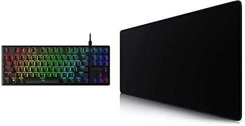 HyperX HX-KB7RDX-US Alloy Origins Core, RGB Mechanische Gaming Tastatur, Tenkeyless, Red switches, Schwarz & CSL-Computer - XXL Speed Gaming Titanwolf Mauspad Schwarz 900 x 400 mm - XXL Mauspad