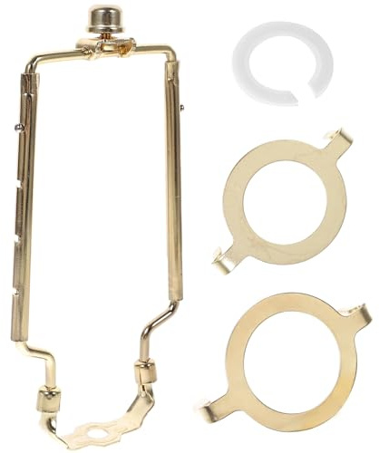 DOITOOL Lamp Harp Holder Kit, Gold-Coloured Adjustable Lampshade Bracket | 21.3 cm Metal Shade Support with Finial, 3 Fitting Adapter Plates and Washer for Compatible Table and Floor Lamps